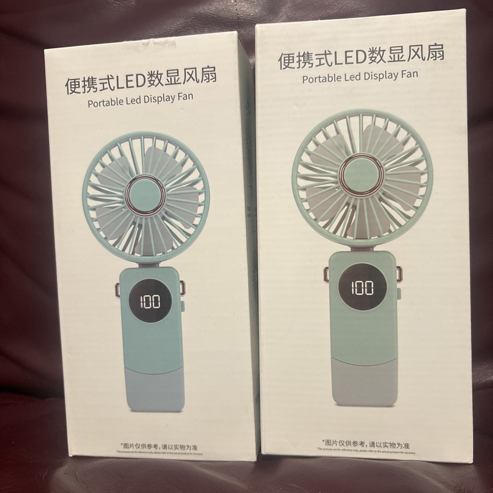 2 Portable Fan with LED Display, 3000mAh Battery Operated Mini‎ Hand Held